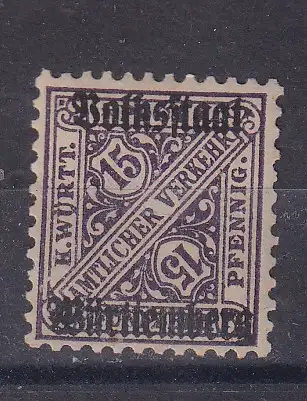 Altd. Württemberg Dienstmarken  Nr 263 Falz / Gummimängel / *