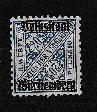 Altd. Württemberg Dienstmarken  Nr 264 Falz / Gummimängel / *