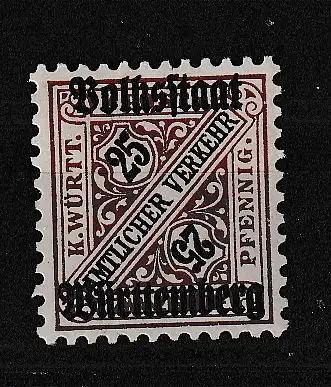 Altd. Württemberg Dienstmarken  Nr 265 Falz / Gummimängel / *