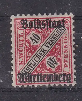 Altd. Württemberg Dienstmarken  Nr 268 Falz / Gummimängel / *