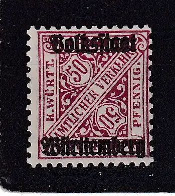 Altd. Württemberg Dienstmarken  Nr 269 Falz / Gummimängel / *