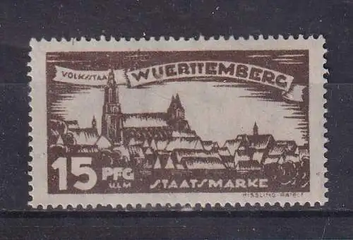 Altd. Württemberg Dienstmarken  Nr 273 Falz / Gummimängel / *