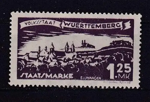 Altd. Württemberg Dienstmarken  Nr 279 Falz / Gummimängel / *