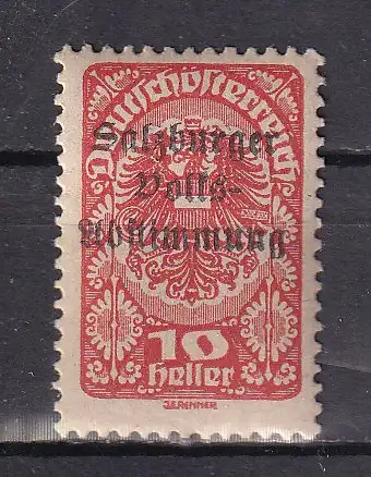 Österreich  Nr Lokalausgabe Salzburg Volksabstimmung Falz / Gummimängel / *