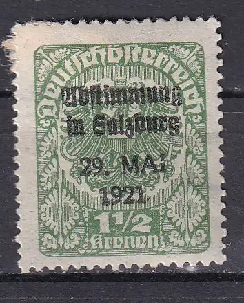 Österreich  Nr Lokalausgabe Salzburg Volksabstimmung Falz / Gummimängel / *