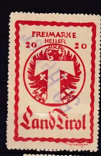 Österreich  Nr Paketkontrollkarte Land Tirol Ohne Gummierung (*)