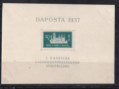 Freie Stadt Danzig  Nr Block 1 Falz / Gummimängel / *