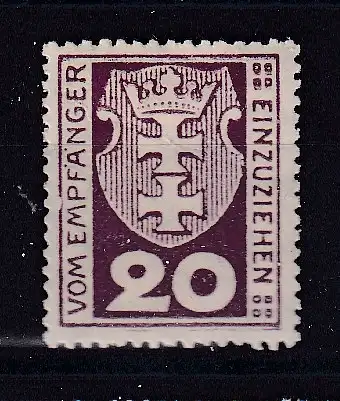 Freie Stadt Danzig Portomarken  Nr 2 Falz / Gummimängel / *