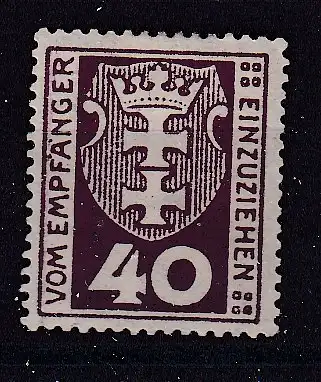 Freie Stadt Danzig Portomarken  Nr 3 Falz / Gummimängel / *