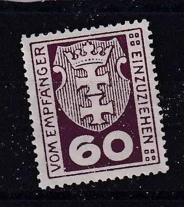 Freie Stadt Danzig Portomarken  Nr 4 Falz / Gummimängel / *