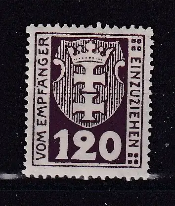 Freie Stadt Danzig Portomarken  Nr 7 Falz / Gummimängel / *