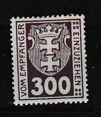 Freie Stadt Danzig Portomarken  Nr 10 Falz / Gummimängel / *