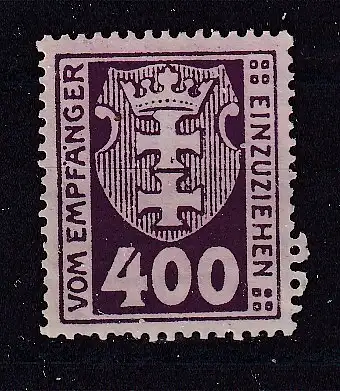 Freie Stadt Danzig Portomarken  Nr 11 Falz / Gummimängel / *