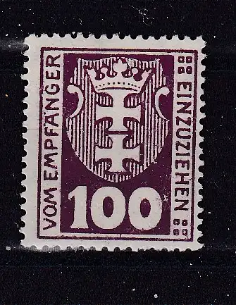 Freie Stadt Danzig Portomarken  Nr 15 Falz / Gummimängel / *