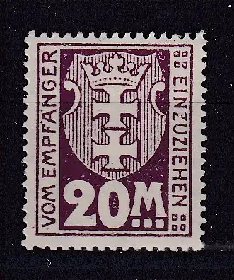 Freie Stadt Danzig Portomarken  Nr 14 Falz / Gummimängel / *