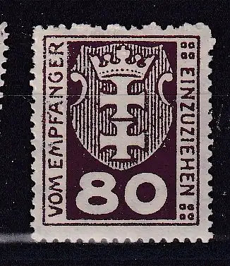 Freie Stadt Danzig Portomarken  Nr 6 Falz / Gummimängel / *