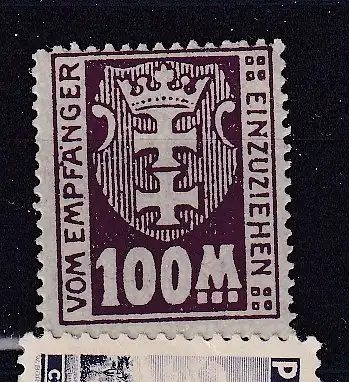Freie Stadt Danzig Portomarken  Nr 24 Falz / Gummimängel / *
