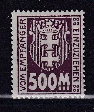 Freie Stadt Danzig Portomarken  Nr 25 Falz / Gummimängel / *