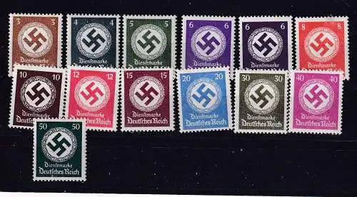 Deutsches Reich Dienstmarken  Nr 166/77 Postfrisch / **