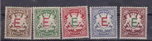 Altdeutschland Bayern Dienstmarken  Nr 1/5 Falz / Gummimängel / *