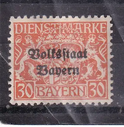 Altdeutschland Bayern Dienstmarken  Nr 37 Falz / Gummimängel / *