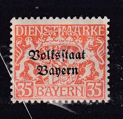 Altdeutschland Bayern Dienstmarken  Nr 38 Falz / Gummimängel / *