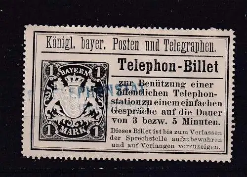 Altdeutschland Bayern  Nr Telefon Billet Gestempelt (Posten)