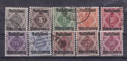 Altd. Württemberg Dienstmarken  Nr 134/43 Gestempelt (Posten)