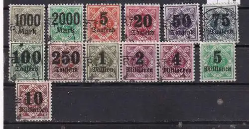 Altd. Württemberg Dienstmarken  Nr 171/83 Gestempelt (Posten)