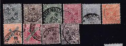 Altd. Württemberg Dienstmarken  Nr 227/36 Gestempelt (Posten)