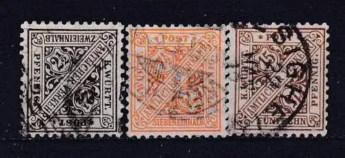 Altd. Württemberg Dienstmarken  Nr 237/39 Gestempelt (Posten)