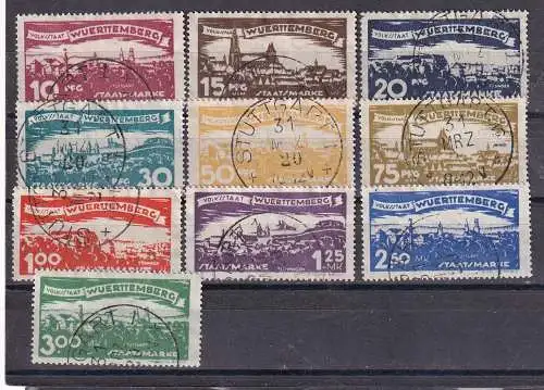 Altd. Württemberg Dienstmarken  Nr 272/81 Gestempelt (Posten)