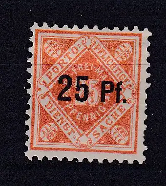 Altd. Württemberg Dienstmarken  Nr 122 Falz / Gummimängel / *