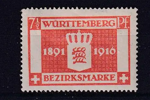 Altd. Württemberg Dienstmarken  Nr 124 Falz / Gummimängel / *