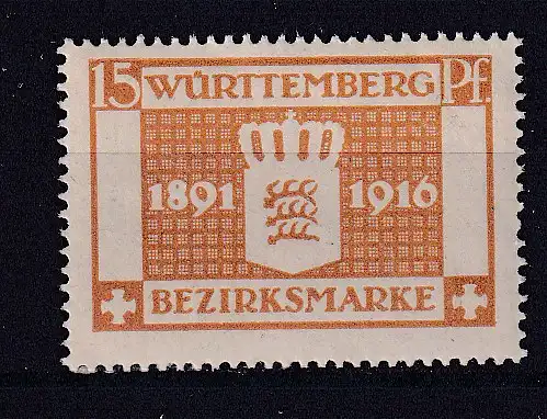 Altd. Württemberg Dienstmarken  Nr 126 Falz / Gummimängel / *