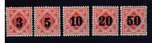 Altd. Württemberg Dienstmarken  Nr 184/88 Falz / Gummimängel / *