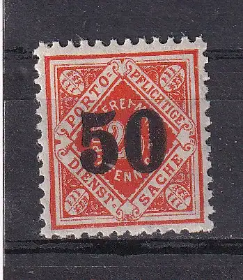 Altd. Württemberg Dienstmarken  Nr 188 Falz / Gummimängel / *