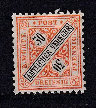 Altd. Württemberg Dienstmarken  Nr 233 Falz / Gummimängel / *