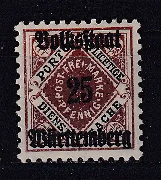 Altd. Württemberg Dienstmarken  Nr 265 Falz / Gummimängel / *