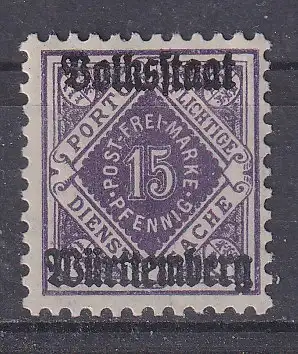 Altd. Württemberg Dienstmarken  Nr 263 Falz / Gummimängel / *