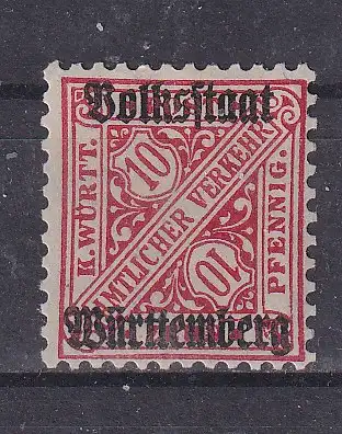 Altd. Württemberg Dienstmarken  Nr 262 Falz / Gummimängel / *