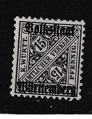 Altd. Württemberg Dienstmarken  Nr 263 Falz / Gummimängel / *