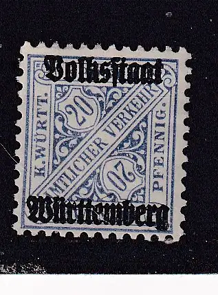 Altd. Württemberg Dienstmarken  Nr 264 Falz / Gummimängel / *