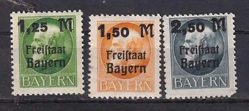 Altdeutschland Bayern  Nr 174/76 A Falz / Gummimängel / *