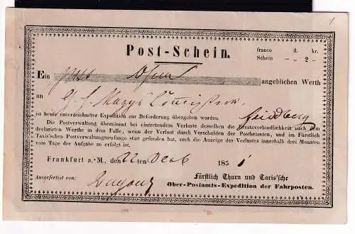 Altd. Thurn u. Taxis  Nr Postschein Sonstiges