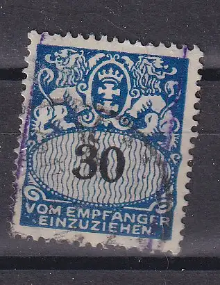 Freie Stadt Danzig Portomarken  Nr 33 Gestempelt (Posten)