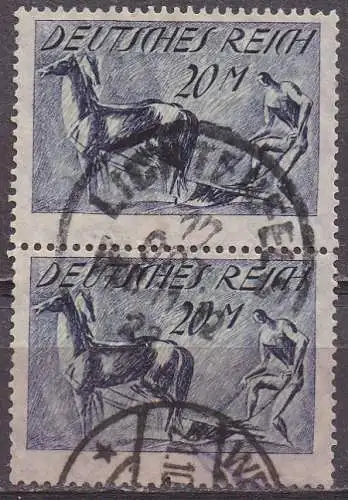 Deutsches Reich, Mi-Nr. 176 gest.,, senkrechts Paar, WZ 1 Rauten, Pflüger