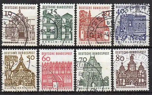 BRD, Mi-Nr. 454 - 461 gest., kompl., DS Deutsche Bauwerke