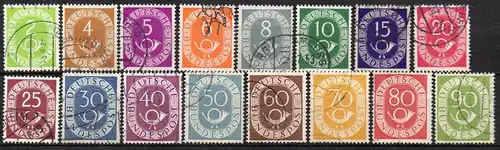 BRD, Mi-Nr. 123 - 138 gest., kompl., DS Posthorn