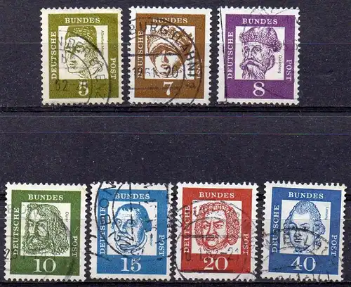 BRD, Mi-Nr. 347 x - 355 x gest., Papier ohne Fluoreszenz, kompl., DS Bedeutende Deutsche